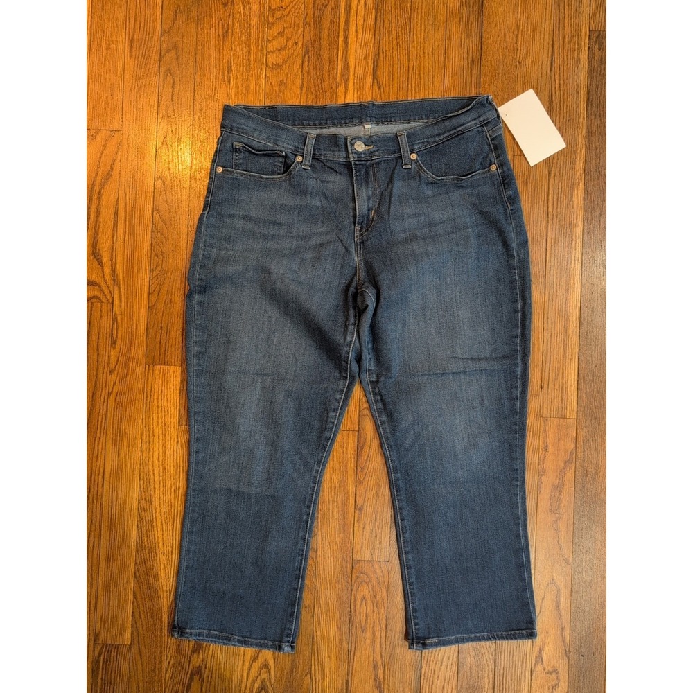 Levis Red Tab Womens Jeans Medium‎ Wash MidRise Cropped / Stretch Denim Sz 32